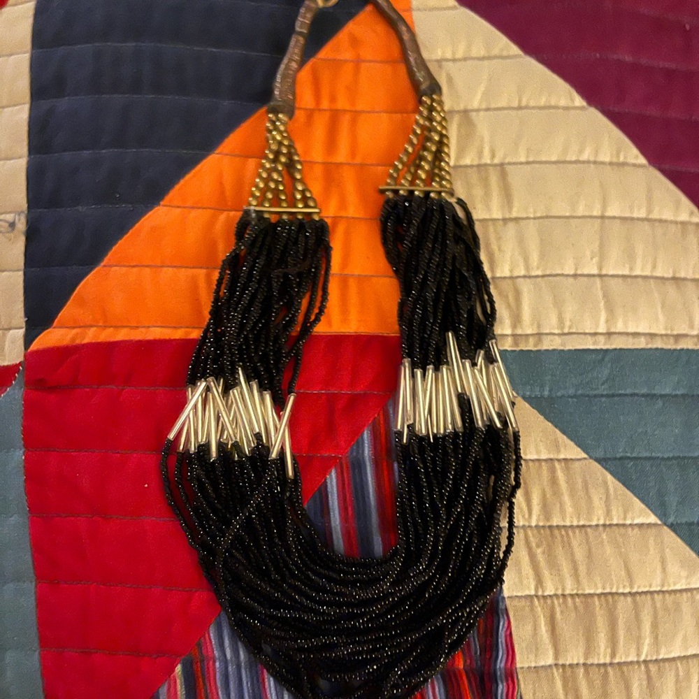 Beautiful black beaded necklace.